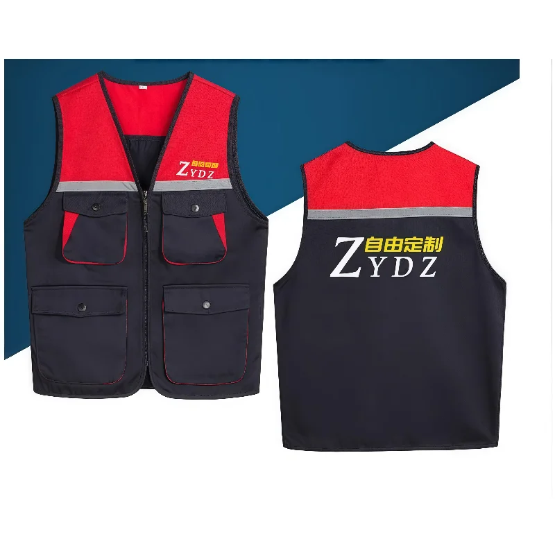 New Multi-pocket Vest Custom Logo Workwear Waistcoat High-End Multi-Pocket Decoration Staff Work Clothes Work Vest