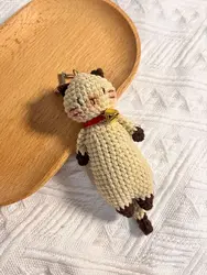 Cute Slim Cat Woven DIY Material Bag Knitting Yarn Relieve Fun Handmade Wool Crochet Pendant Keychain Gift To Best Friend Couple