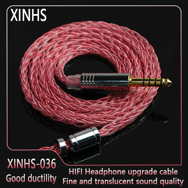 XINHS 8Core 5N OCC Silver Plated Red Cable Headphone Upgrade Cable Recessed 2PIN QDC MMCX Suitable For TRI Starsea Moondop