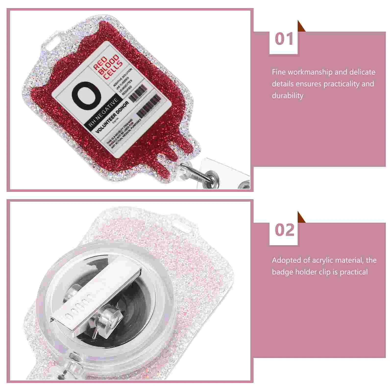 Badge Scroll Nurse Retractable Holder Reel Buckle Clip Acrylic Multi-function Office Portable Name Tag