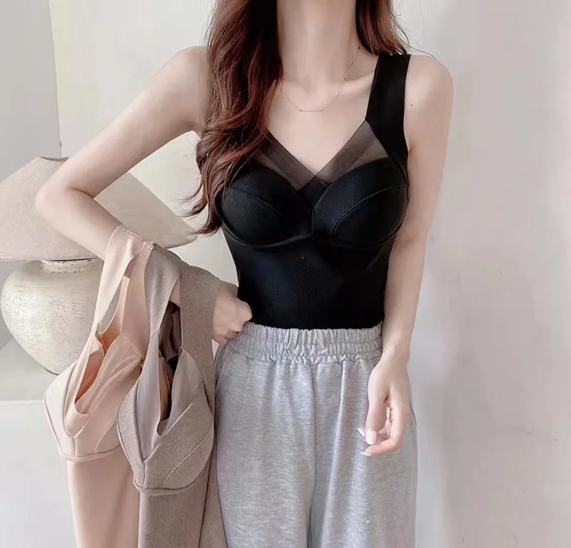 Women's Camisole Winter Thermal Underwear Tube Top With Built In Bra Female Self-heating Padded Sleeveless Vest Bottom Shirt New