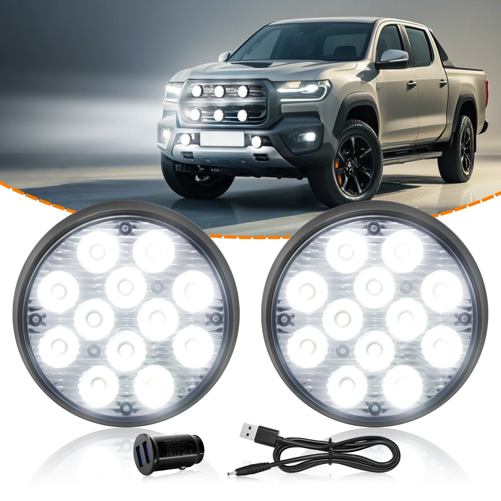 

2 шт. светодиодные стробоскопы для грузовиков 12В/24В, 12 SMD, сигнальная лампа-вспышка для решетки радиатора, желто-белый проблесковый маячок для автомобиля, светофор