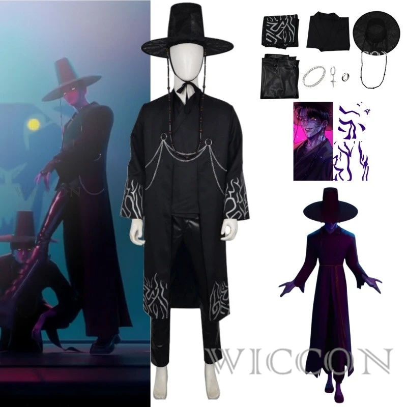 

Saja Boys Kpop Boy Group Saja Jinu Cosplay Costume KPOP Demon Korea Idol Black Robes Outfit Halloween Disguise for Adult Outfit