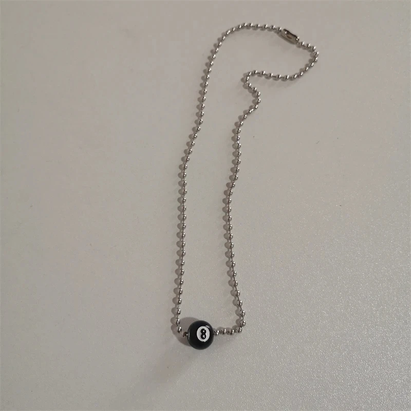 Punk Creative Black 8 Pendant Beads Necklace For Women Men Hip Pop Unusual Titanium Steel Neck Chains Fashion Grunge 90s Jewelry