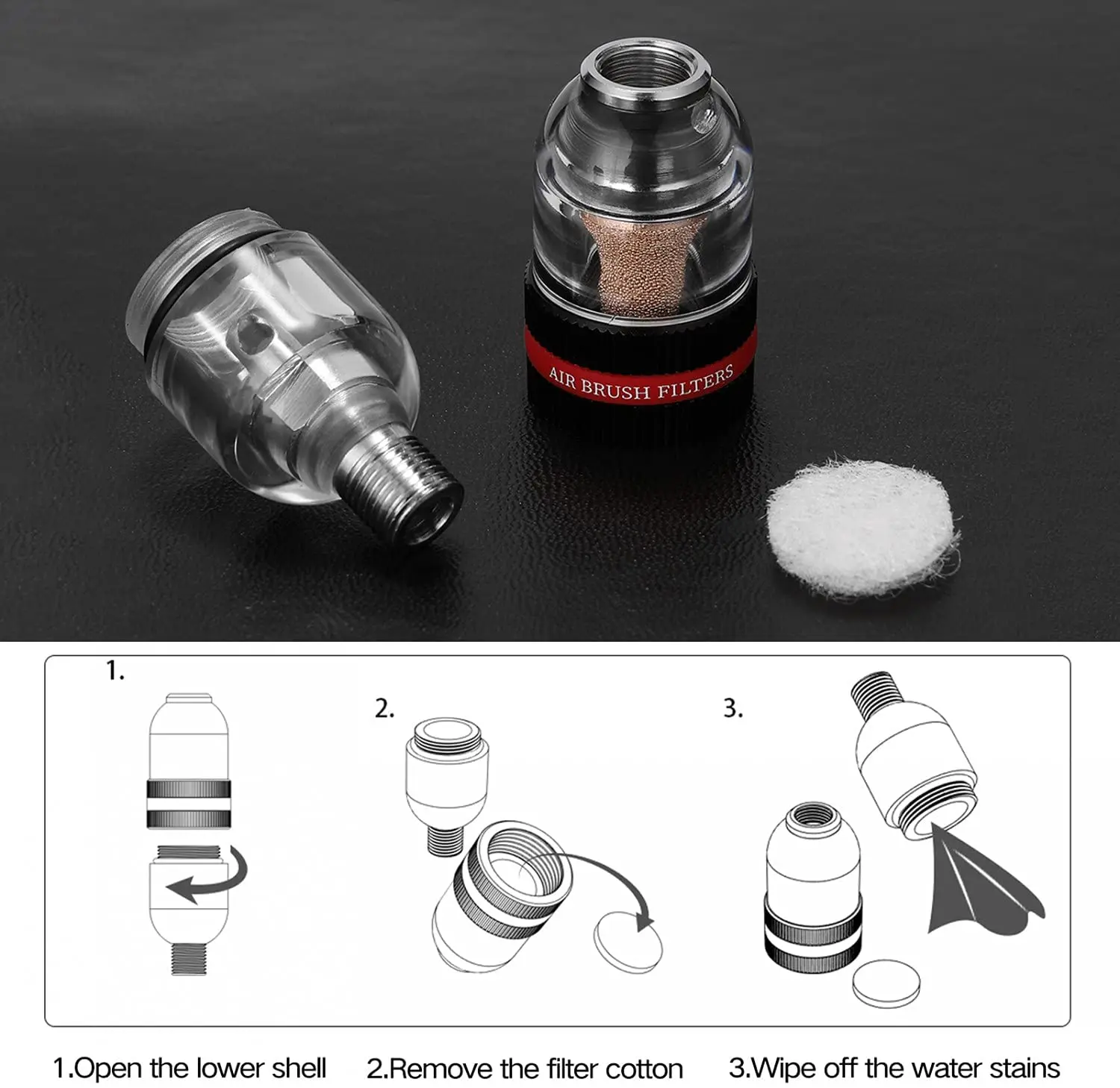 JOYSTAR Mini Airbrush Air Filter in-Line Water Separator Water-Trap Filter for Air Compressor G1/8 Connector