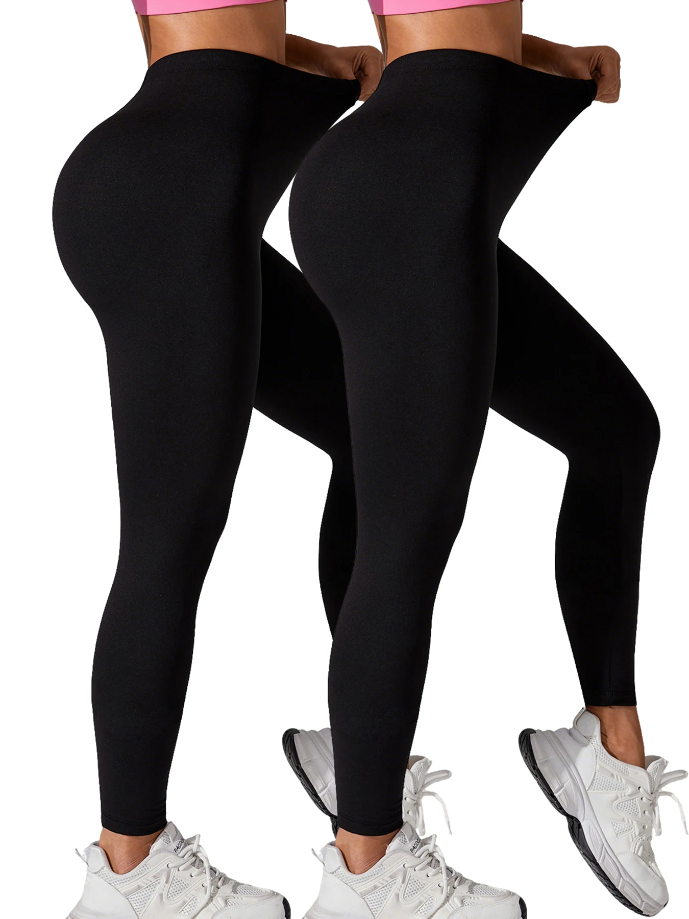 

2 Pack Women's Super Soft Leggings High Elasticity No See Through Workout Yoga Running Athletic Push Up Gym Fitness Leggings