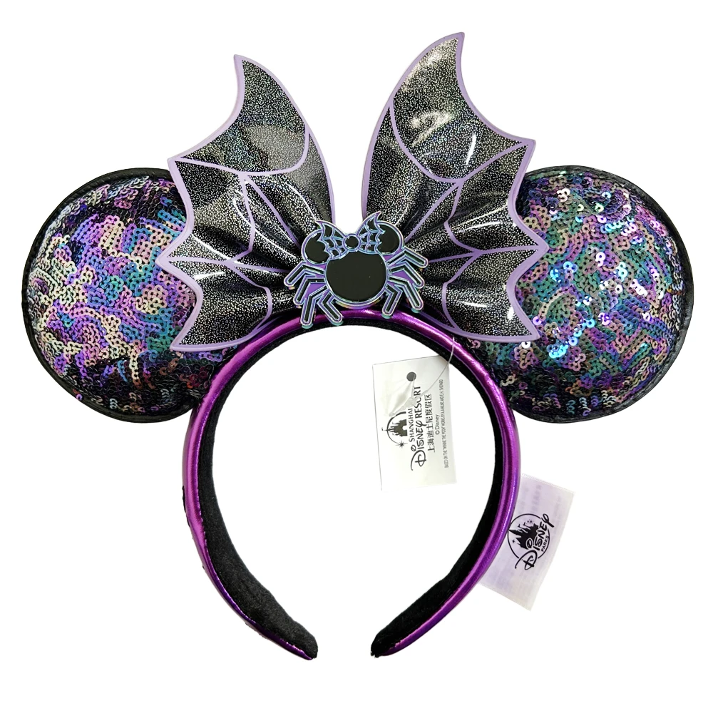

Mickey Mouse Ear Headbands Purple Blacke Spider Bow Hairbands Hair Accessories Party Halloween Cosplay Costume for Girls Women