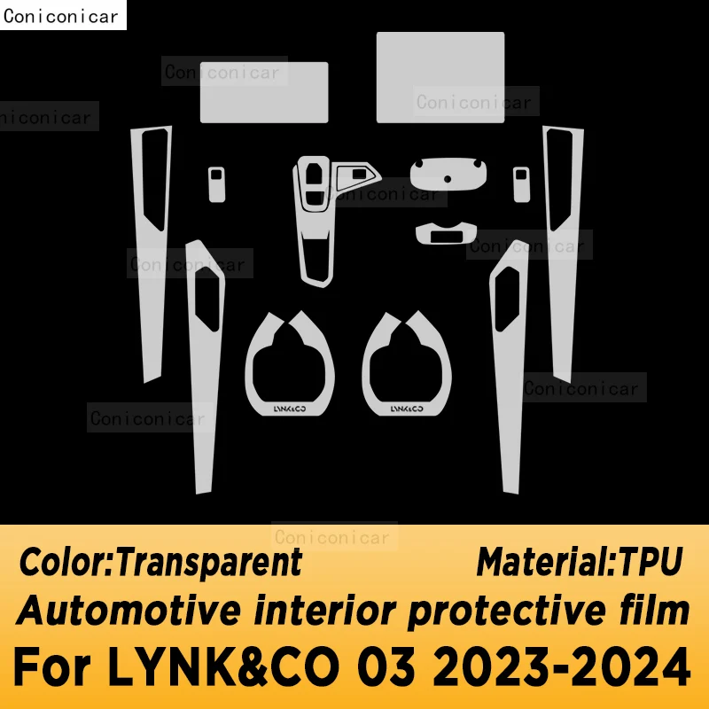 For LYNK&CO 03 2023 2024 Gearbox Panel Navigation Automotive Interior Screen TPU Protective Film Cover Anti-Scratch Sticker