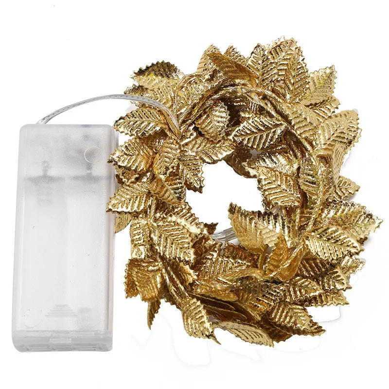 5M/2M 20LED Golden Tiny Leaves Fairy Light Battery Powerd Led Copper Wire String Lights For Wedding Home Party DIY Xmas Decor