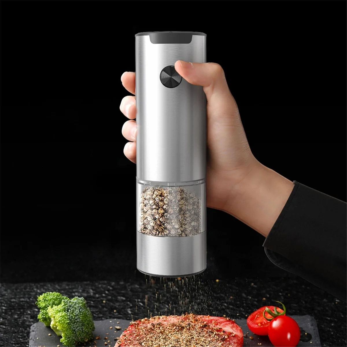 Electric Salt and Pepper Grinder Set with Base Automatic Peppercorn & Sea Salt Mill Adjustable Coarseness