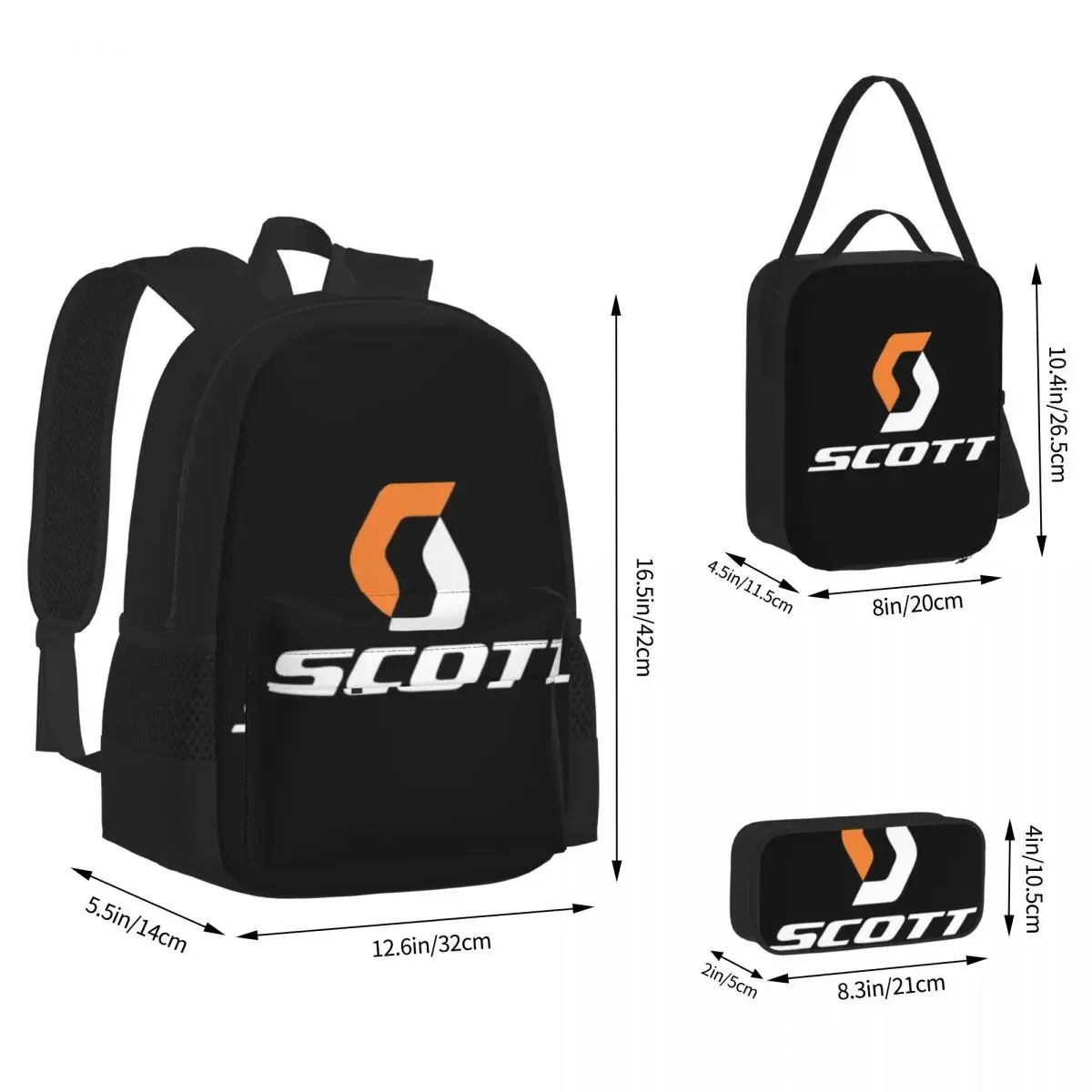 Best Seller Scott Bike Logo Merchandise Backpacks Bookbag Students School Bags Kids Rucksack Lunch Bag Pen Bag Three-Piece Set