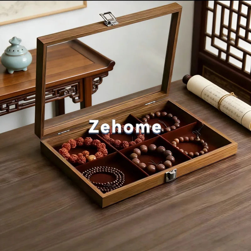 Wooden Jewelry Storage Box for Necklace Ring Earrings Bracelet Display Case
