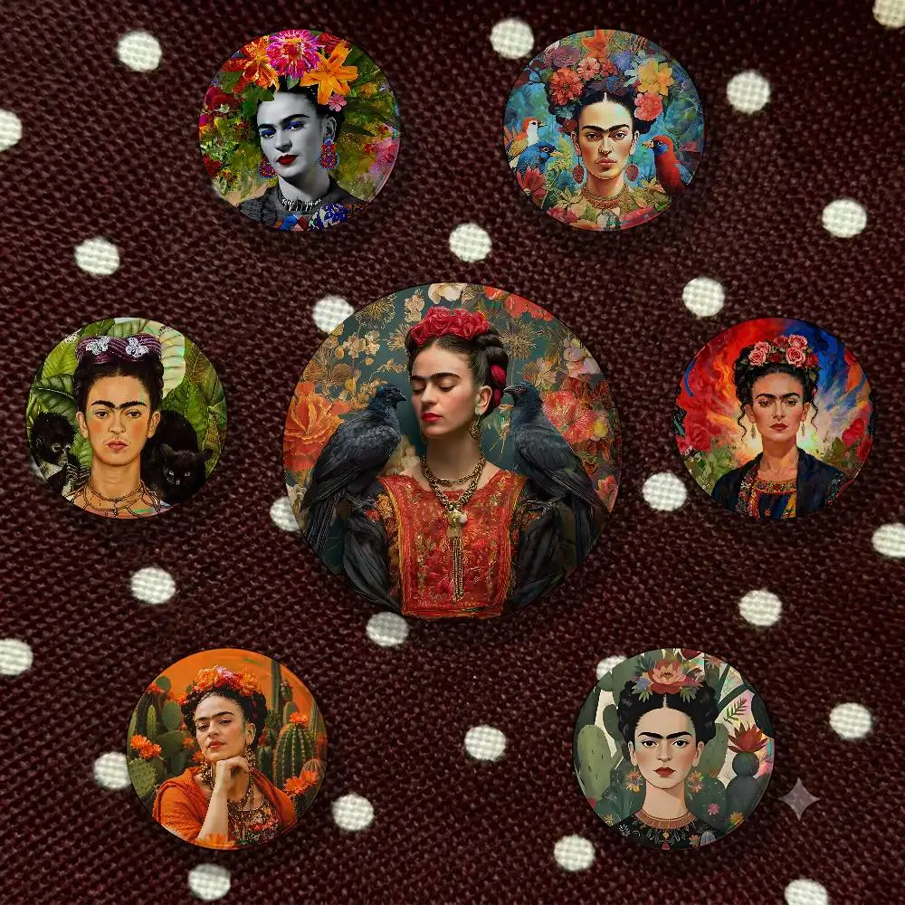Artist F-Frida K-Kahlos 58mm Badge Brooches on Backpack Clothes Handmade Round Enamel Pins for Jewelry