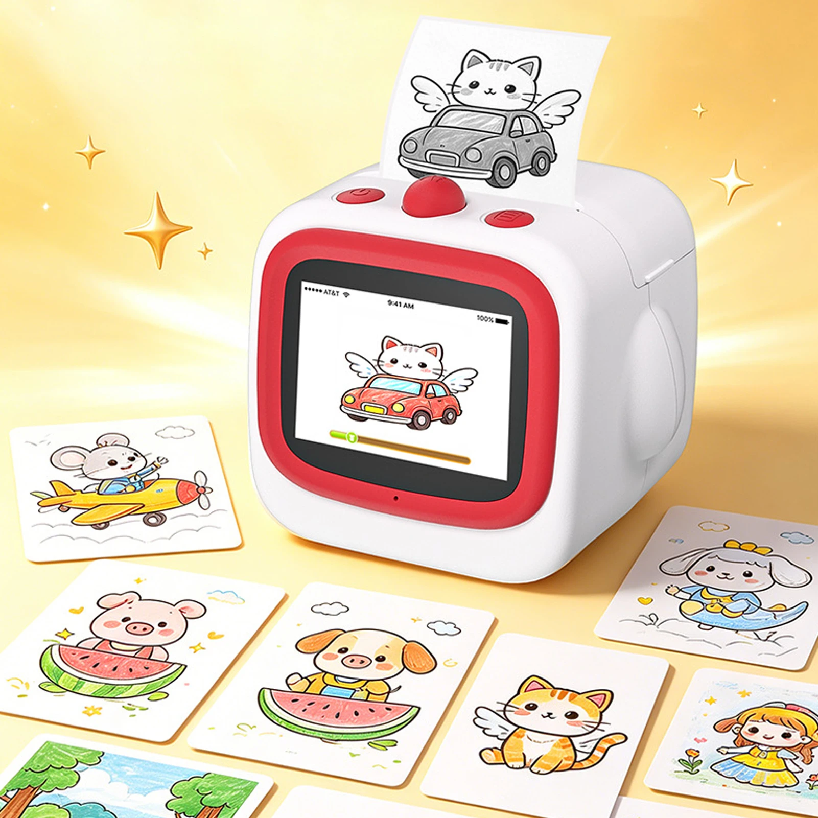 AI Voice Sticker Maker Mini Thermal Printer Support Image Generation with Screen Long Rechargeable Battery Life for  Crafts