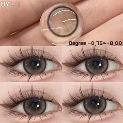 UYAAI Color Contact Lenses with Diopters Gray Colored Lenses Myopia Color Lens Eyes Natural Colored Eye Black Lenses
