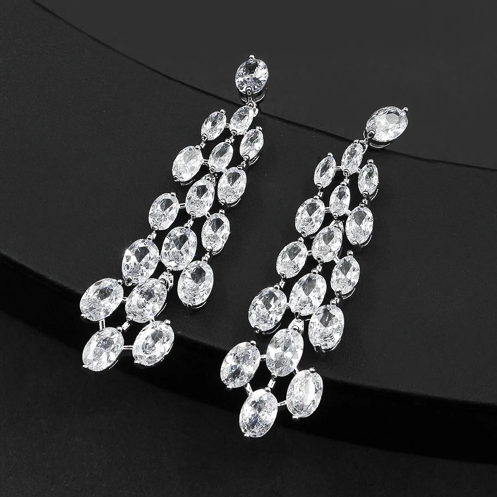 

Новые модные длинные серьги с бахромой для женщин, серьги с микроинкрустацией цирконом, корейские трендовые серьги оптом