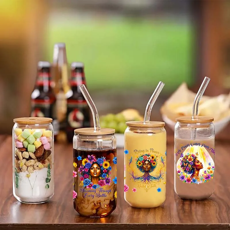 Black Women Afro Affirmative Quotes Theme UV Sticker Party DIY Decals 3D transfers uvdtf Tumbler Stickers 16oz uv dtf Cup Wraps