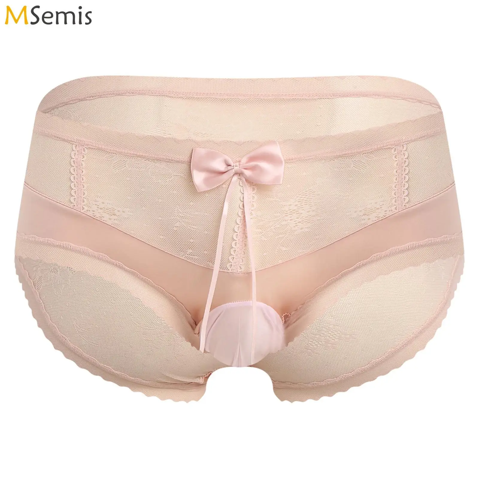 

Мужское нижнее белье, сексуальные трусики для трансвеститов, выпуклая сумка, милые кружевные прозрачные трусы с бантом и цветочным принтом, милое нижнее белье в стиле аниме