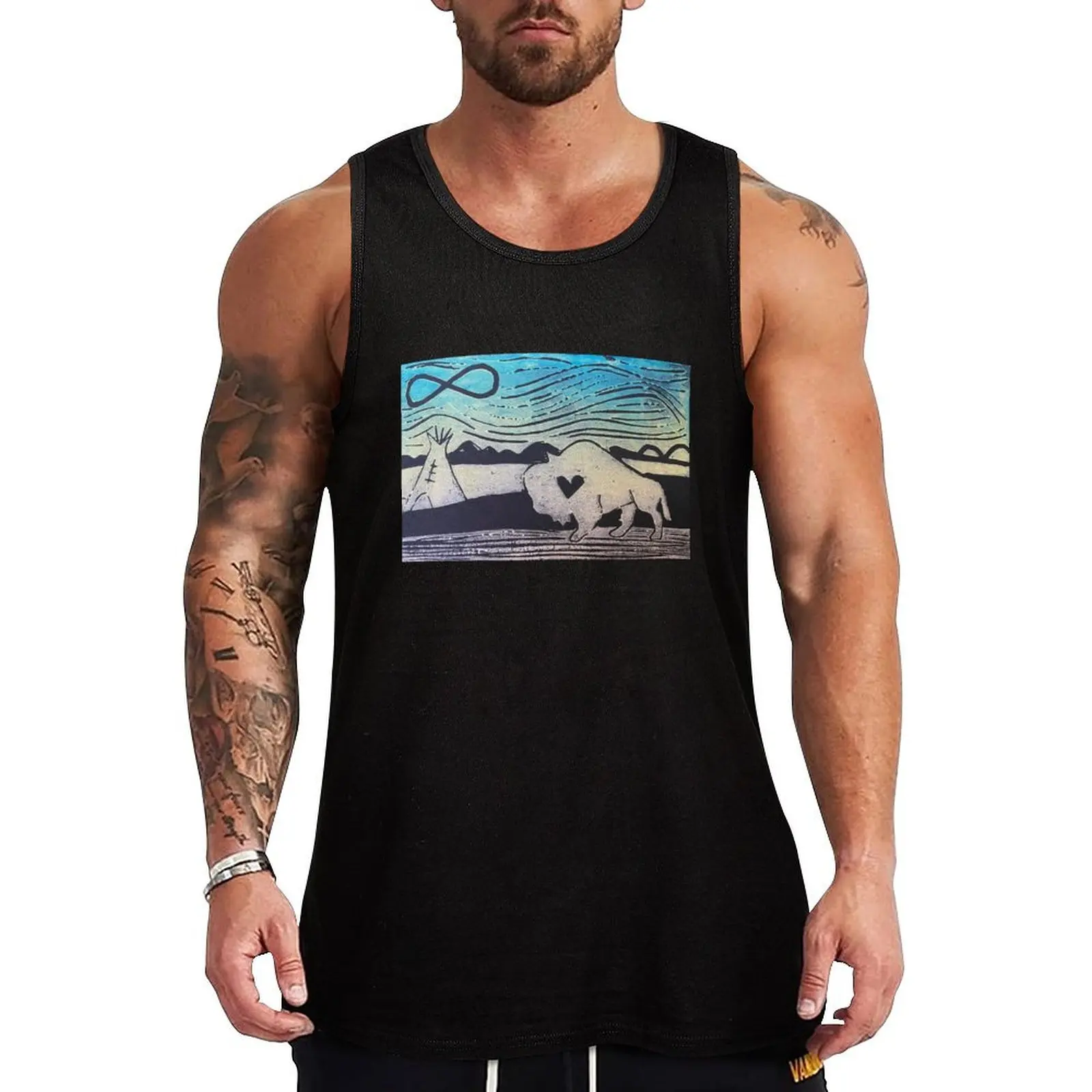 

Education is the New Buffalo on Black Tank Top Gym Tank Top Quick Dry Sleeveless Fitness Shirt