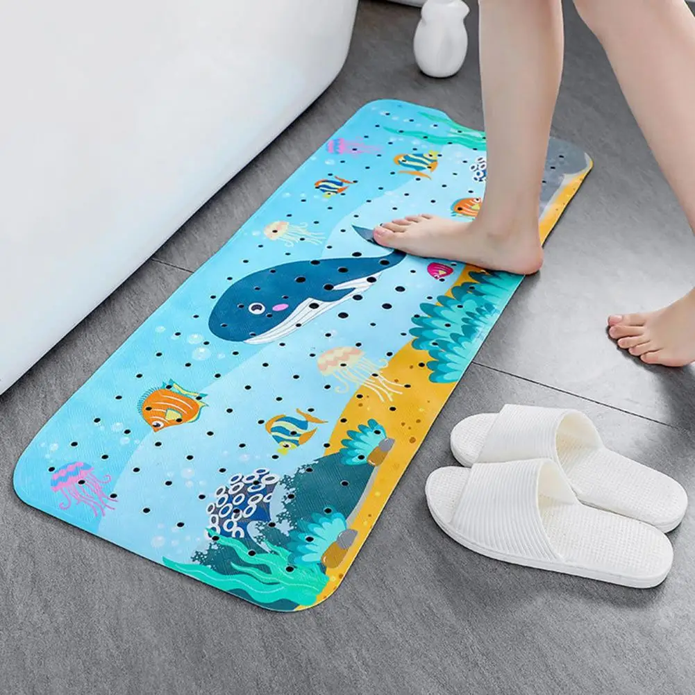 Anti-slip Bath Mat Shower Mat Cartoon Pattern Baby Bath Mat with Suction Cups for Non-slip Safety Quick-drying Comfort Bathroom