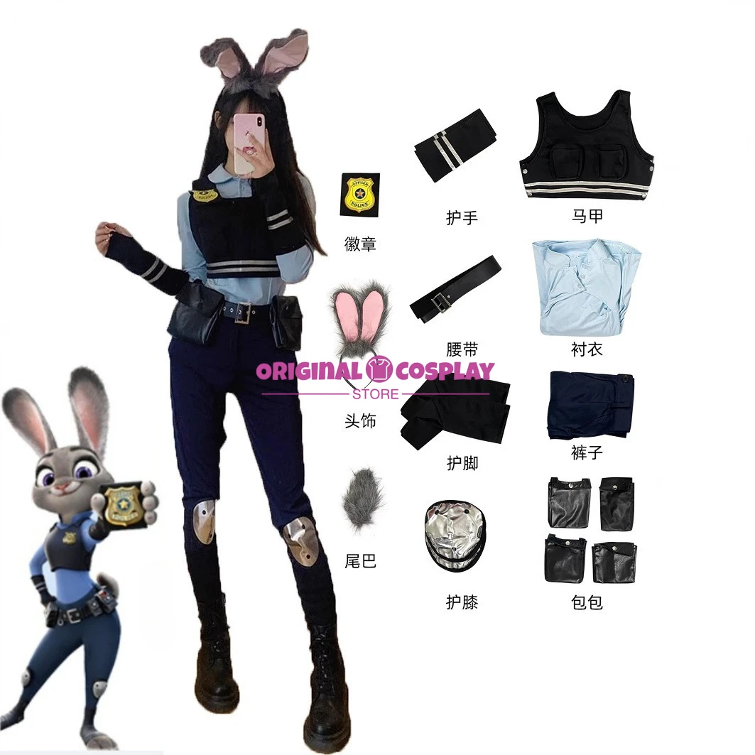 

New Zootopia Judy Bunny Costume Cosplay Carnival Birthday Party Clothing Full Sets Children's Women's