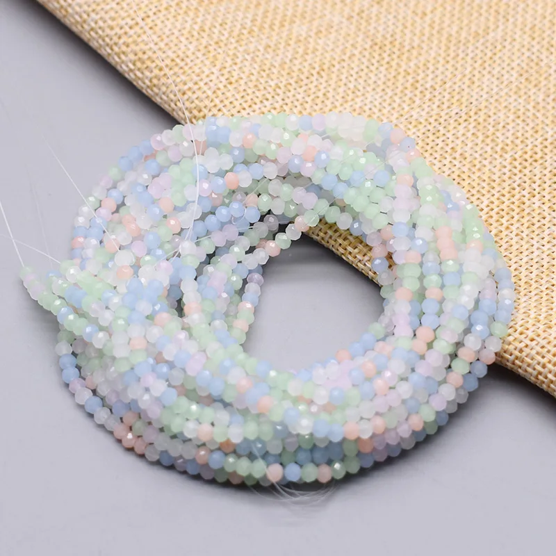 New Color Morgan Jades 2mm Crystal Rondelle Faceted Crystal Glass Beads Round Loose Spacer Beads for Jewelry Making DIY