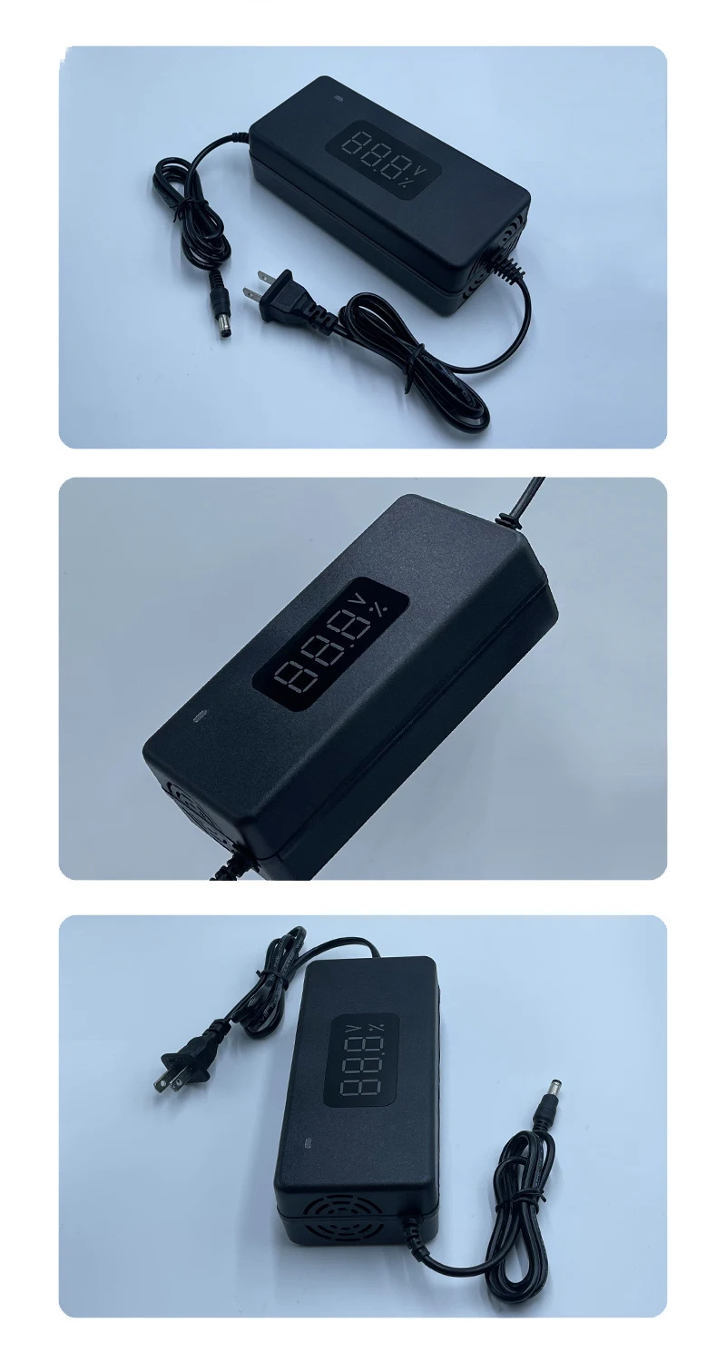 AC100-240V Digital-Display Lithium-Batterieladegerät 36V 42V / 48V 54.6V 2A Netzteiladapter DC-Stecker mit Lüfter EU US – Detail 7