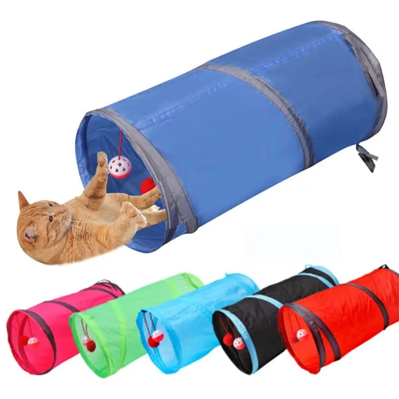 

10 шт. Игрушка для кошек для использования в помещении, 7 цветов, складной игровой тоннель для котят