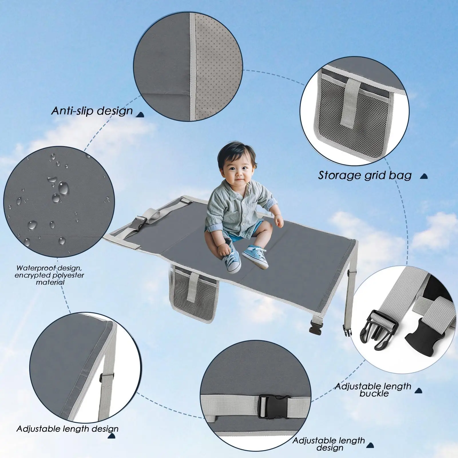 Airplane Kids Bed Toddler Plane Bed Footrest Lightweight Adjustable Travel Hammock Seat Extender Comfortable Flight Supplies For