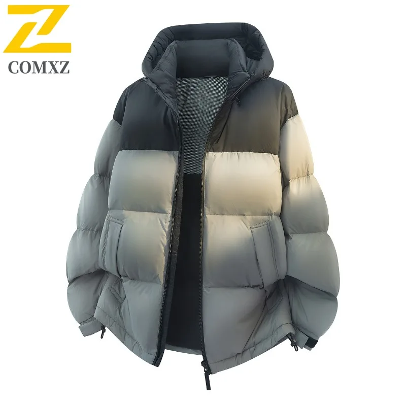 Mens Down Jacket 2025 Classic Hooded Mountaineering Windproof Parka Casual Travel Lightweight Cold Resistant Winter New Coat