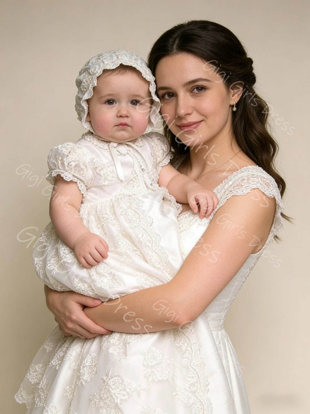 White Baby Girls Christening Dress Formal Attire New Arrival Gown for Newborns Baptism Dress Short Sleeve Lace Long Party Frock