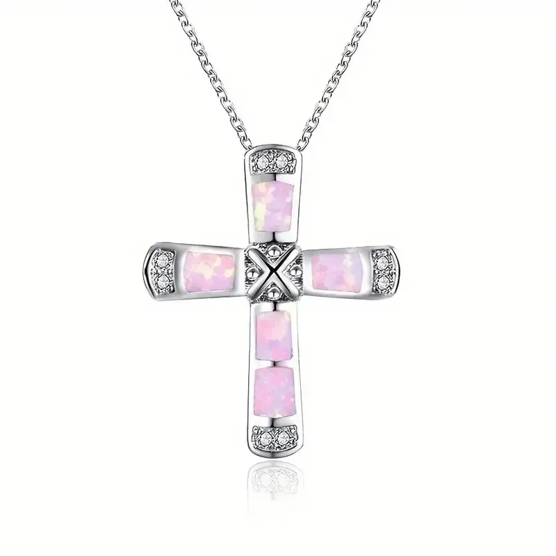 2026 New Oil Cross Cubic Zirconia Necklace with High-end Imitation of Australian Treasure Design, Niche and Personalized Jewelry