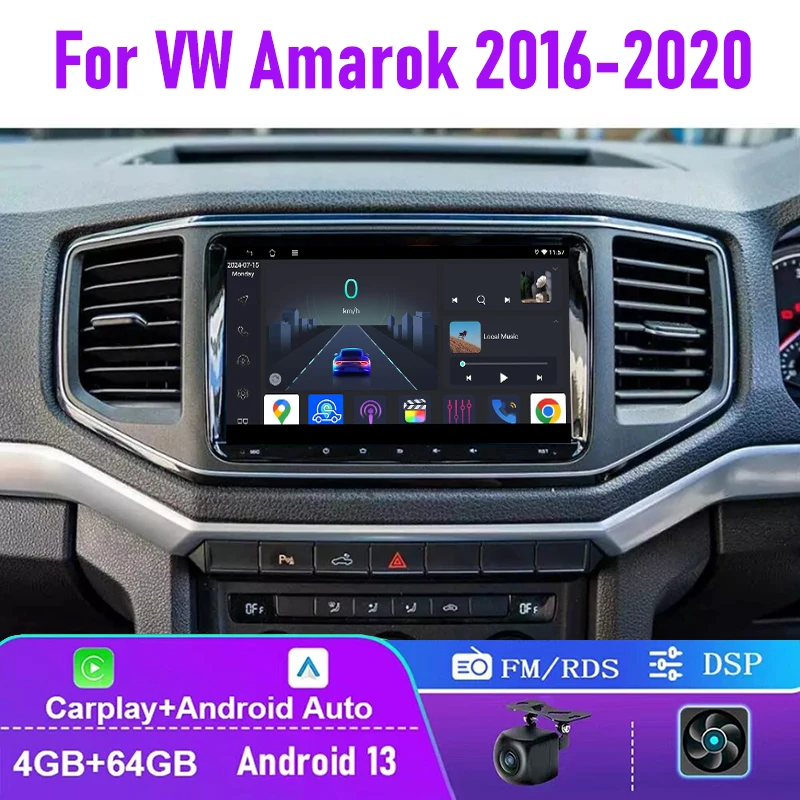 

9" 4+64GB For VW Amarok 2016-2020 Car Stereo Radio Apple CarPlay Android Auto Head Unit FM BT