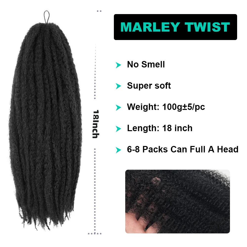 Marley Hair Crochet Braids 24 Inch Afro Kinky Marley Braiding Hair Synthetic Curly Twist Long Springy Afro Twist Hair Extensions