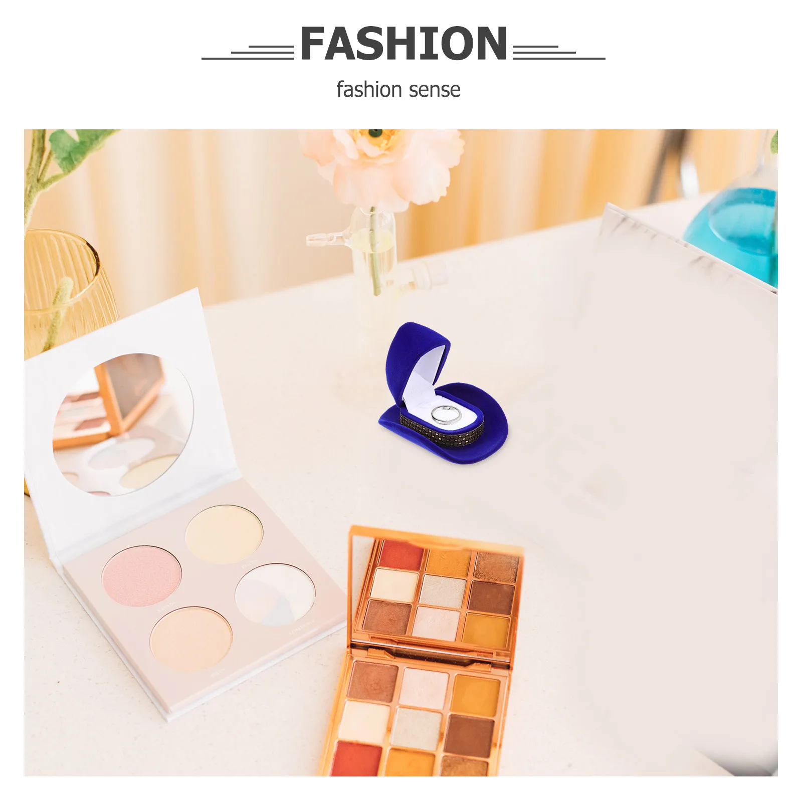 Blaue Beflockung Ringe Fall Samt Schmuck Box Cowboy Hut Ringe Halter Lagerung Cowboy Hut Schmuck Halter Vitrine