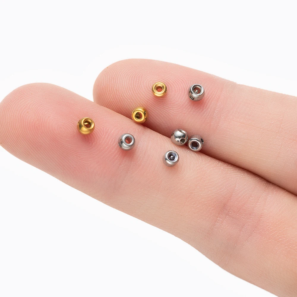 10pcs Stainless Steel Positioning Stopper Spacers Crimp End Beads Charms For DIY Bracelet Necklace Jewelry Making Accessories