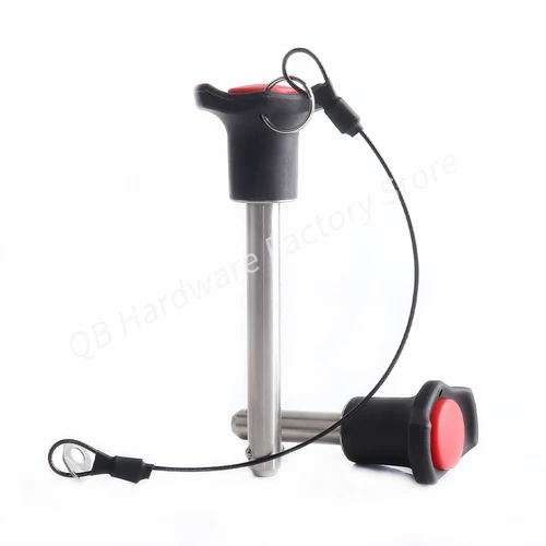 Imagen 2 del producto Pin de bloqueo de cabeza de bola de liberación rápida, mango de resina, tipo botón, Pin de liberación rápida, Pin de posicionamiento de seguridad con cuerda, QB121