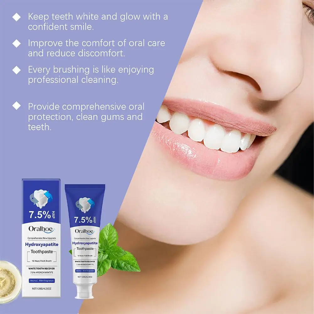 Hydroxyapatite Whitening Toothpaste - Gentle Teeth Removal Toothpaste & Care Stain Breath, Cleaning, Enamel Fresh Z3I6
