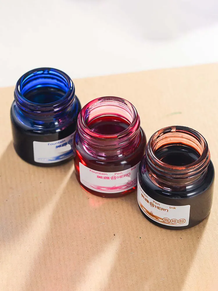 HERO 9008 Color Fountain Pen Ink 12 Colors 20ml Small Bottle Non-Carbon Ink No Clogging For Calligraphy Art Beginner Dip Pen