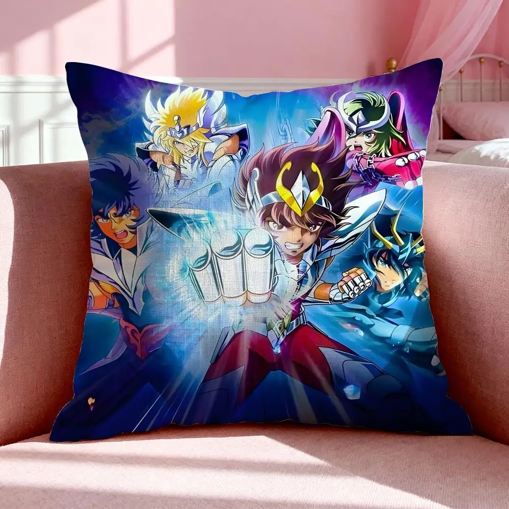 Anime S-Saint Seiya Double-sided Printed pillow cover Short plush Suitable living rooms bedrooms sofas throw cushion cover