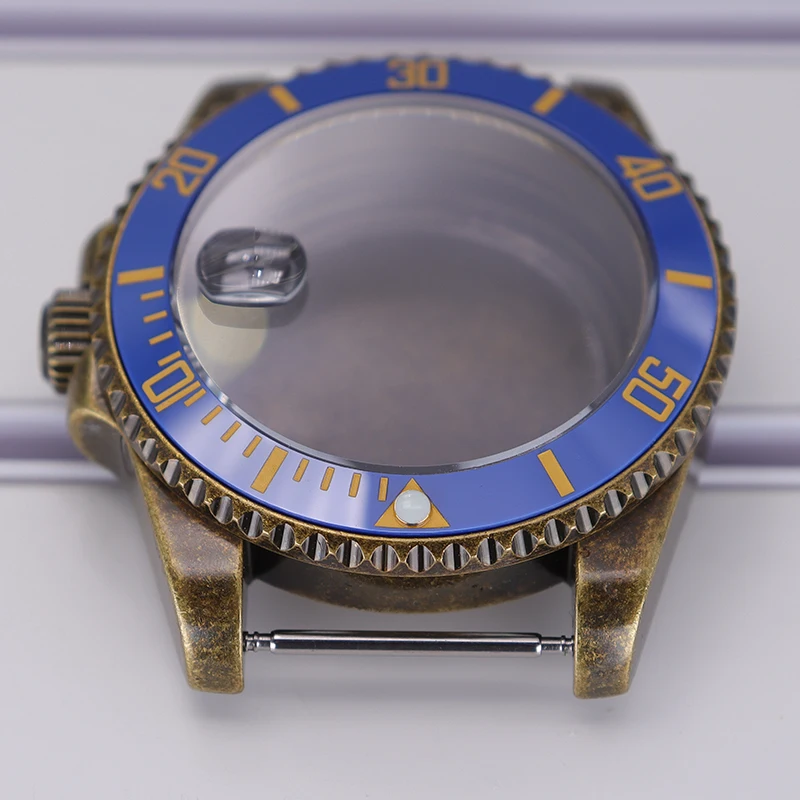 Bronze Retro 40mm NH35 Uhrengehäuse Keramik-Lünette 120 Klicks für SUB NH35 NH36 NH34 NH38 NH70 Uhrwerke 28,5mm Zifferblatt Saphirglas – Detail 4