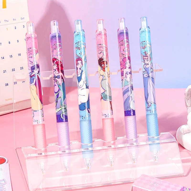 

24pcs/ лот Disney Princess Press Gel Pen милые 0,5 мм черные чернила подпись ручки рекламные подарки офис школьные принадлежности