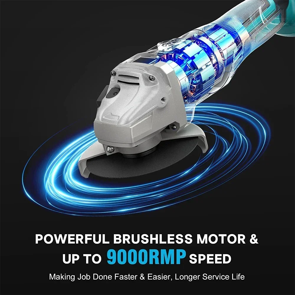 Imagem -03 - Brushless Angle Grinder para Makita Li-ion Battery Cordless Cutting Polishing Grinding 18v Battery 125 mm