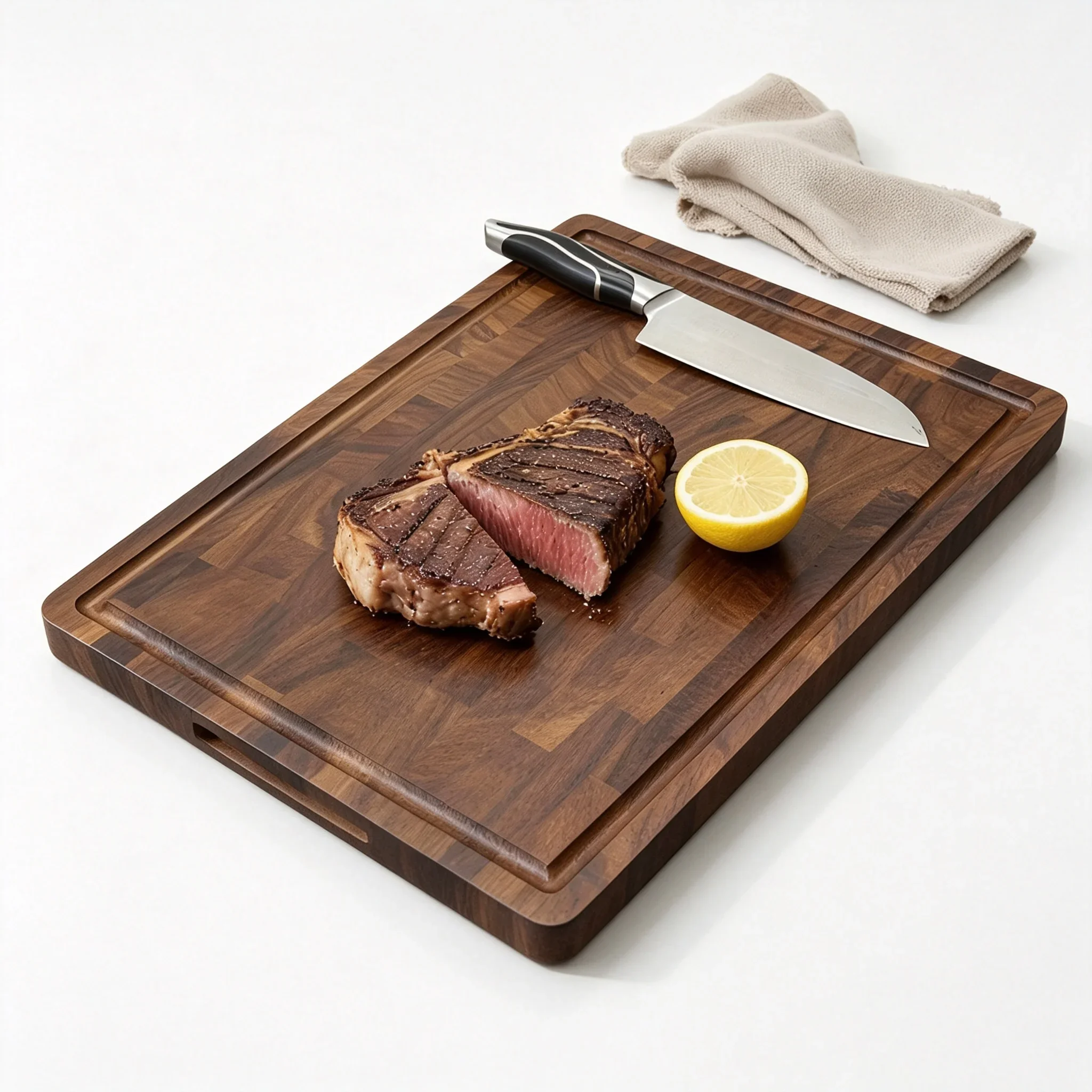 Premium End-Grain Black Walnut Cutting Board - 42x30x2.5cm Thick Butcher Block for Steak Gourmet Food Prep chopping board
