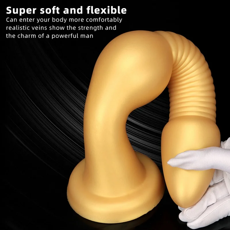 Long Anal Toys Dildos Gold Silicone Butt Plug Masturbator Vaginal Anal Dilator Sex Toys For Women Men Sex Products  Adult 18