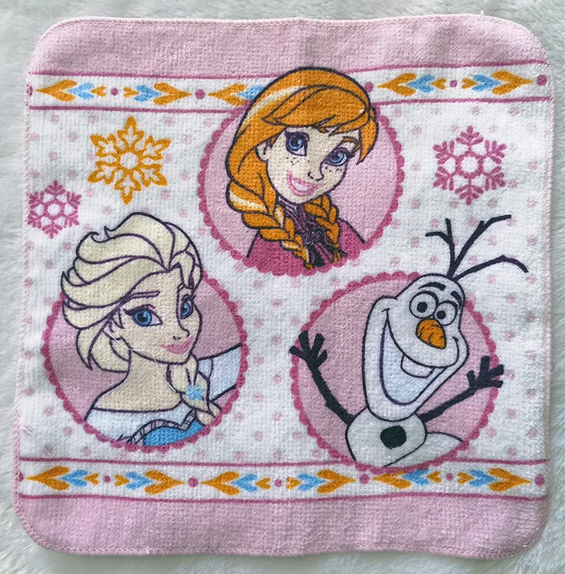 Disney Frozen Anna Elsa Snowball cartoon small square towel cotton children\'s towel clean portable storage children\'s toys gift