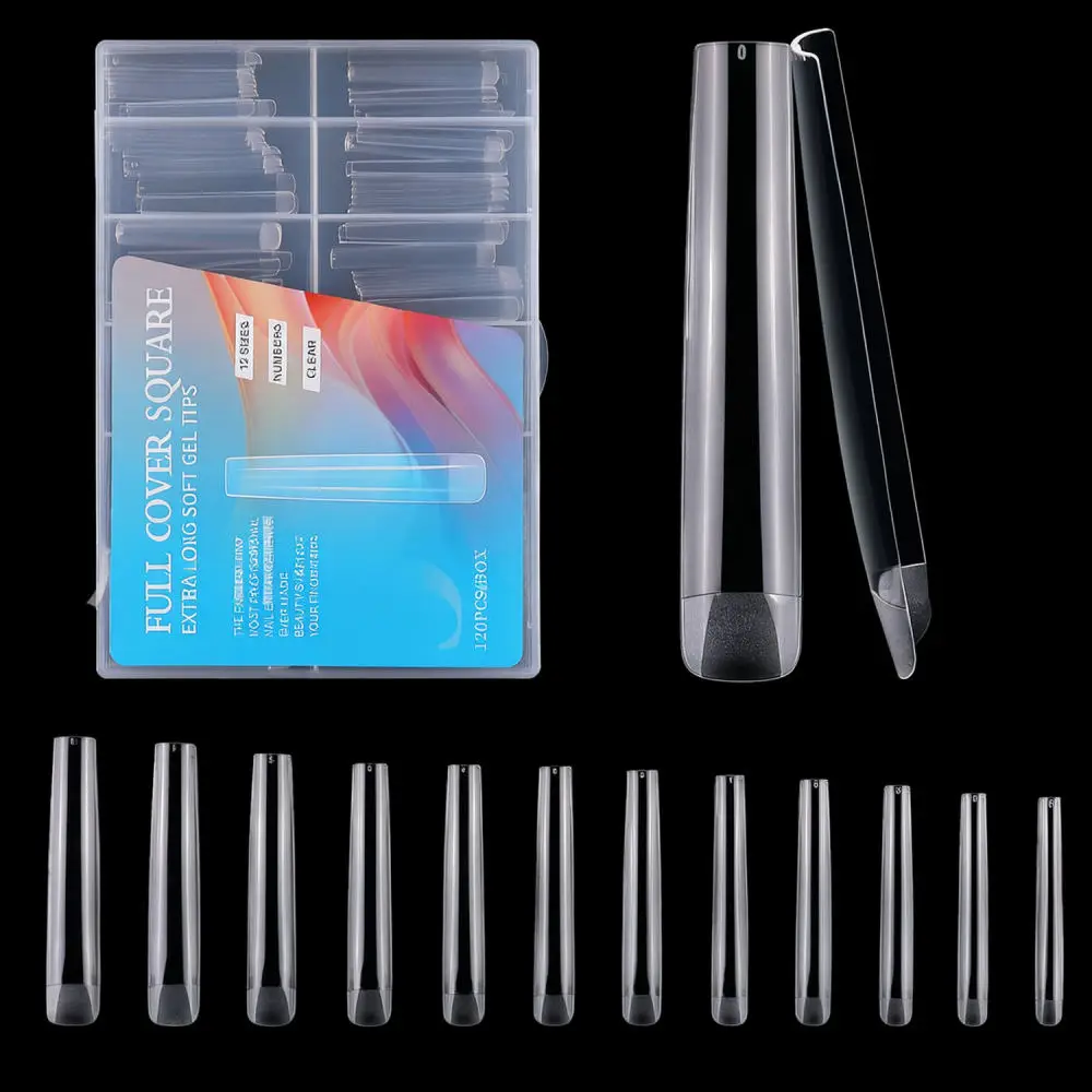 5XL Extra Long French False Nails Full Cover Artificial Nail Tips Acrylic Press On Extensions For Professional Manicure