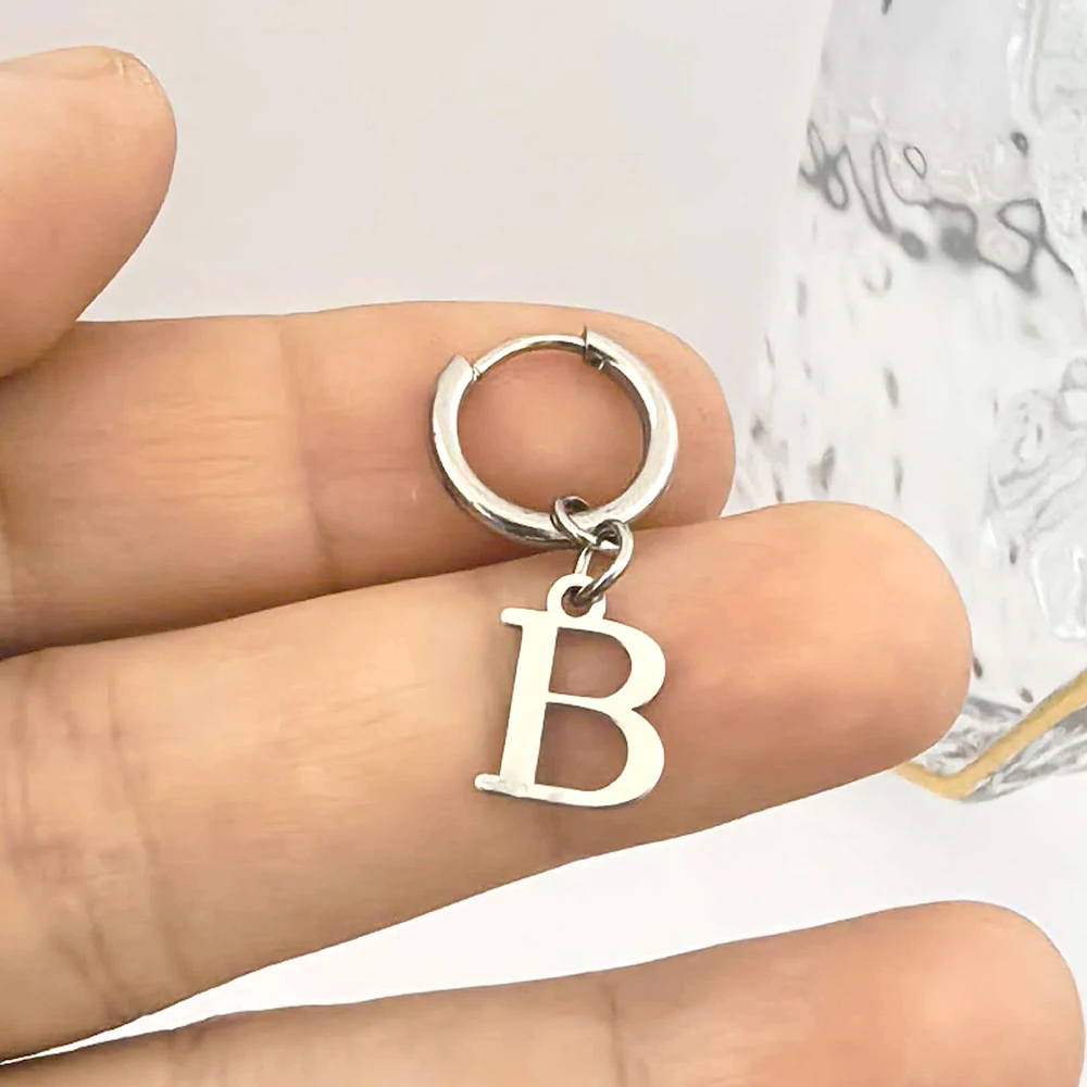 9*12mm Initial Alphabet Letters Charm Pendant Necklace Bracelet Choker Stainless steel Smooth DIY Silver Color Wholesale Custom