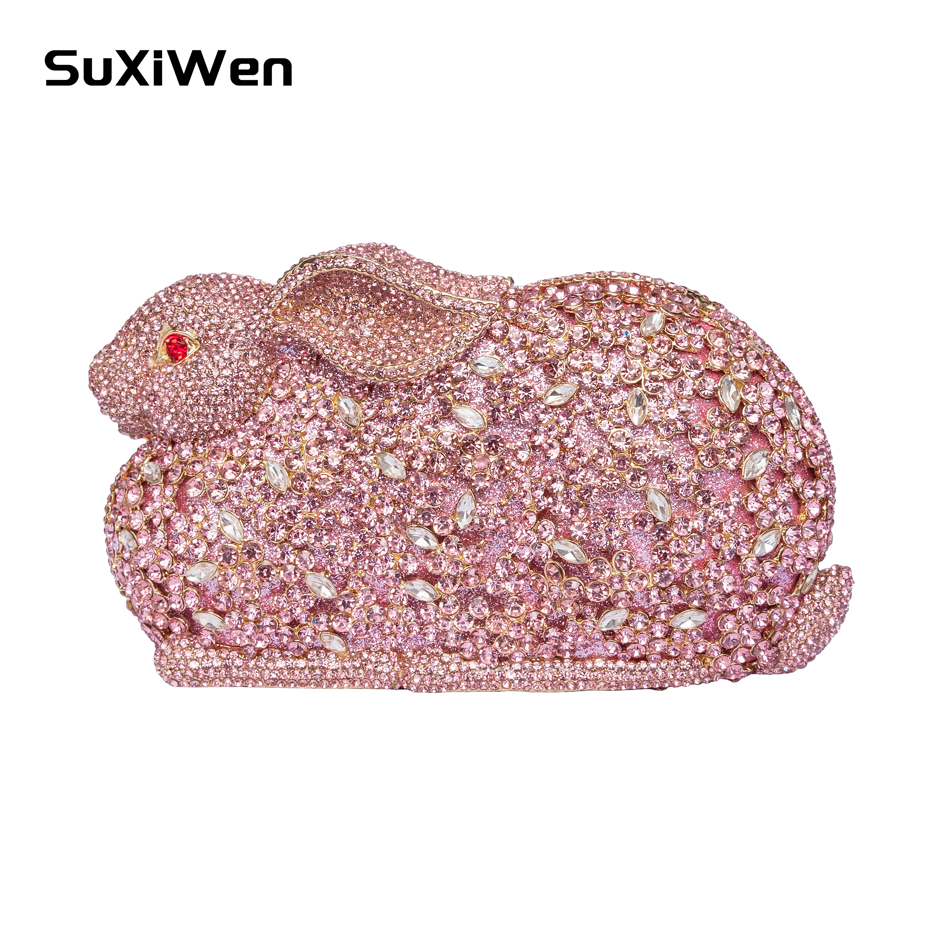 

Rabbit Crystal Evening Bag Elegant Rhinestones Bridal Wedding Clutches Animal Purse Women Party Mini Dinner Handbags