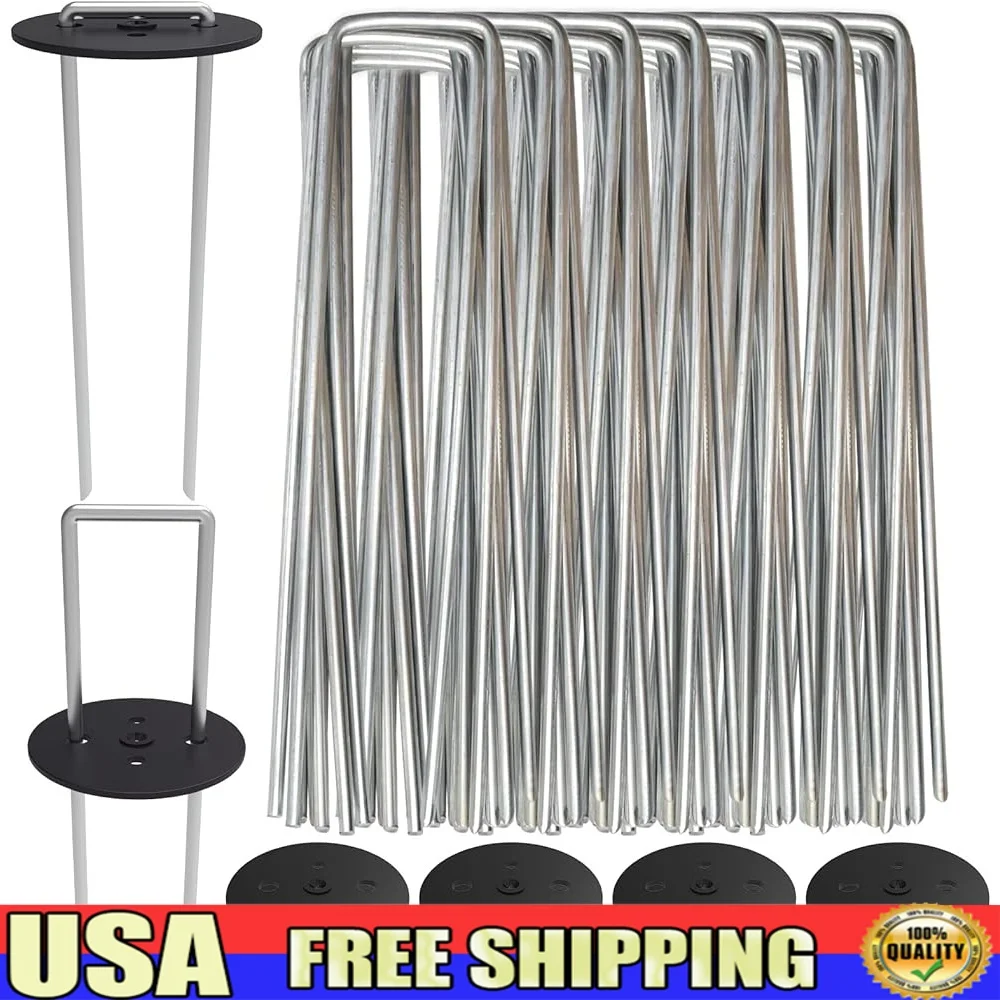 

Heavy Duty Galvanized Landscape Staples Gasket Washer 6 Inch 200 Pack Metal Garden Fabric Stakes Vapor Barrier Edging